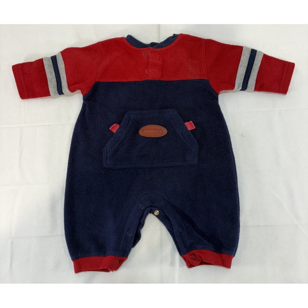 WEEBOK by REEBOK Fleece One Piece Outfit Navy Red Size 6/9 Months Vintage 90's